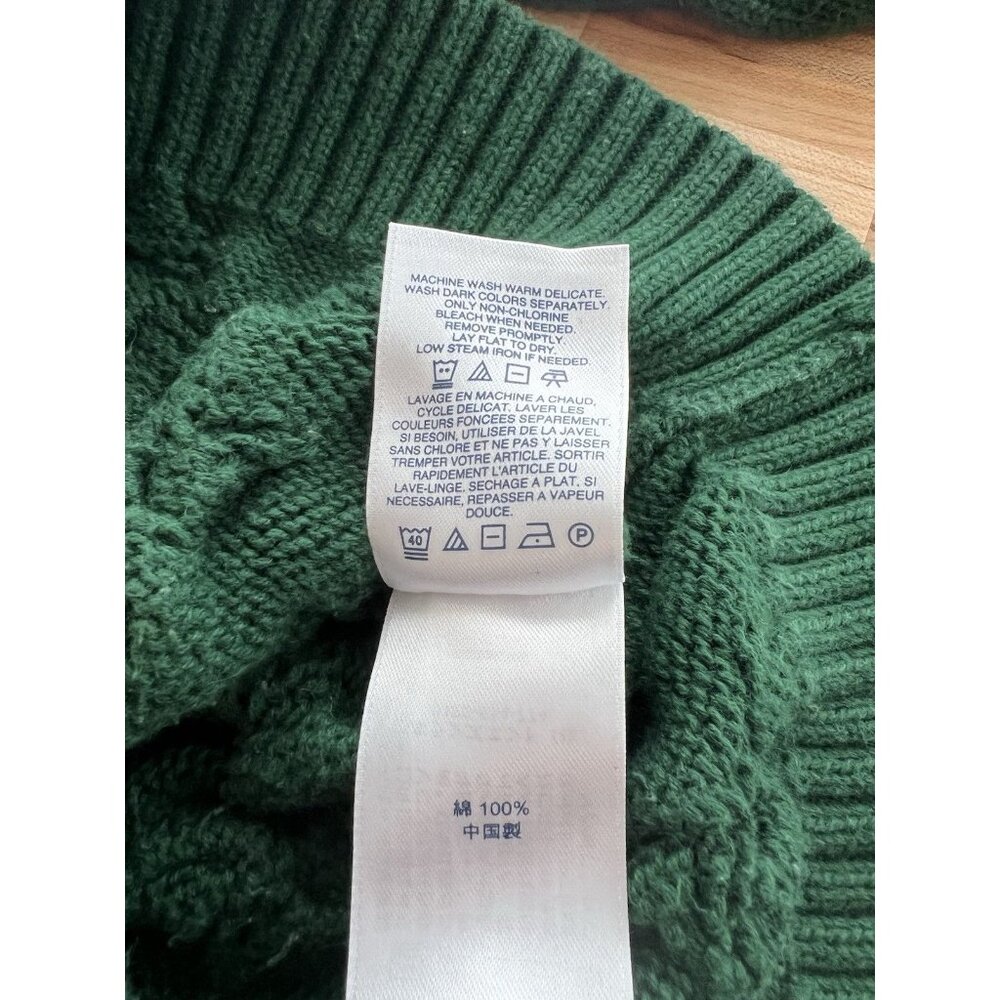 Lands End Sweater Crew Neck Pullover 100% Cotton Chunky Knit Dark Green L, 14-16 - Picture 8 of 9